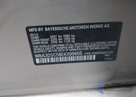 2014 BMW 328D xDrive from USA, damaged, VIN WBA3D5C58EKX99606